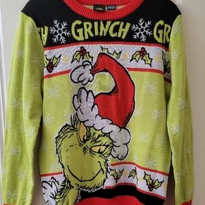 Grinch Holiday Knit Sweater - Lime Green & Red